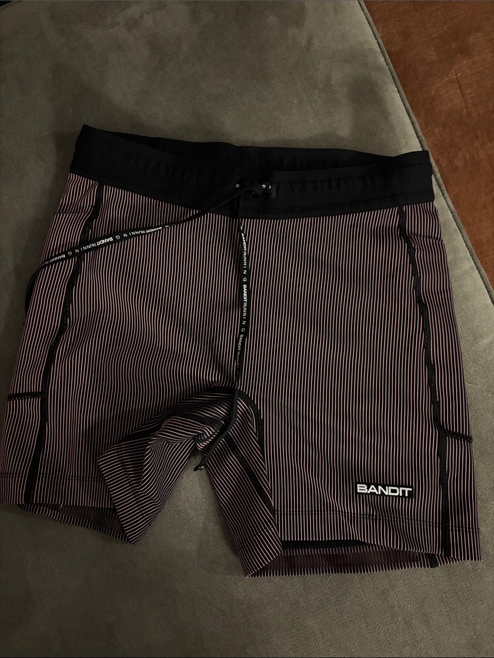 Bandit Women’s Athletic Shorts — Black with Burgundy Pinstripe